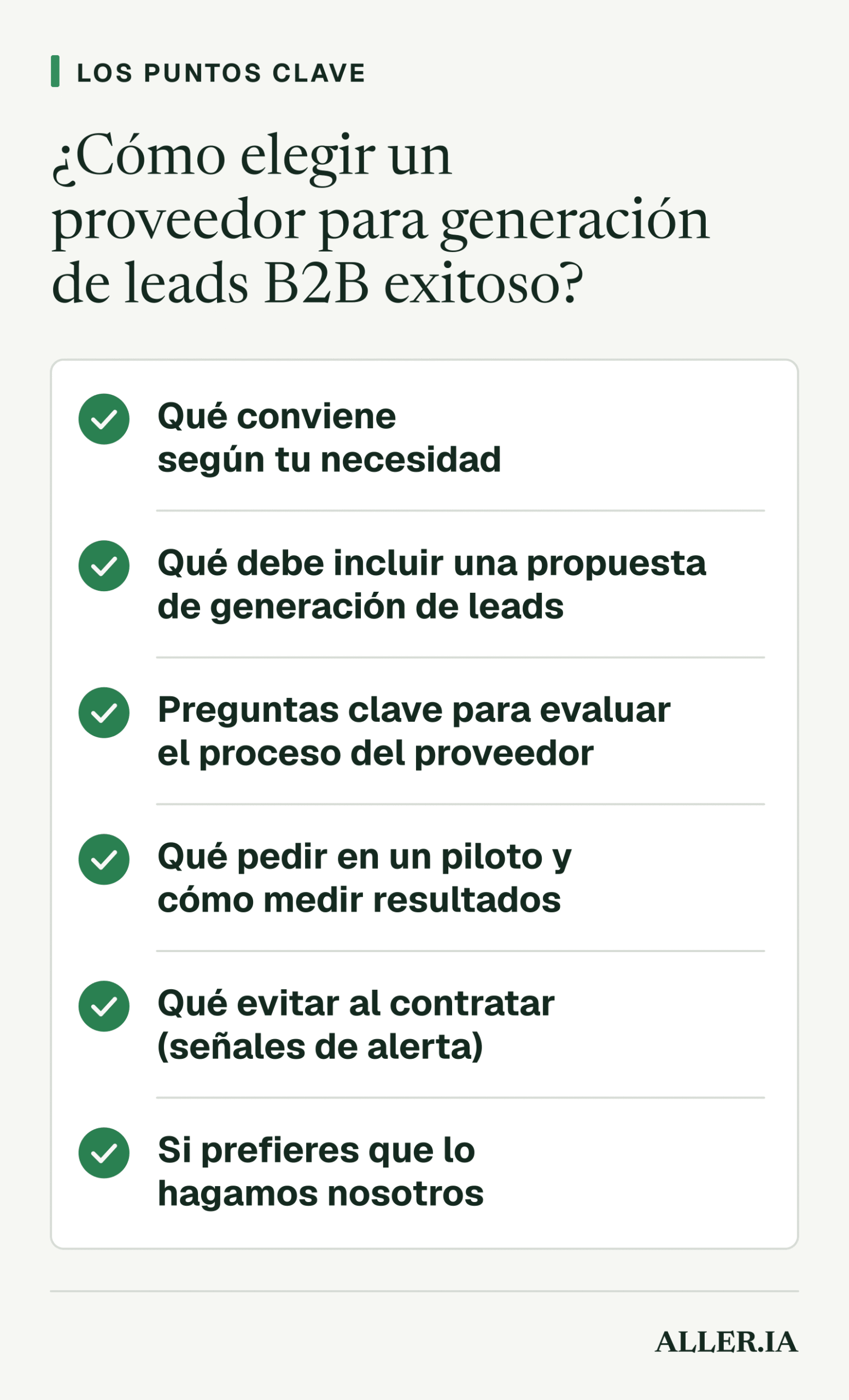 Los puntos clave: qué conviene según tu necesidad, qué debe incluir una propuesta de generación de leads y 4 más.